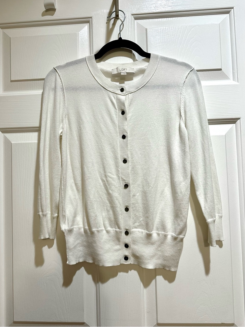 LOFT Off White Button-Up Cardigan